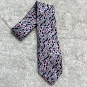 Emilio Pucci Men's Purple White 100% Silk Abstract Pattern One Size